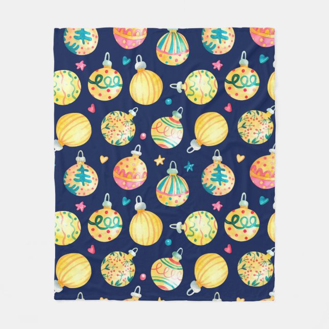 Watercolor seamless pattern with shining gold Chri Fleece Blanket (Front)