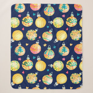 Watercolor seamless pattern with shining gold Chri Sherpa Blanket