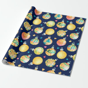 Watercolor seamless pattern with shining gold Chri Wrapping Paper