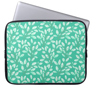 Watercolor seamless pattern with soft green leaves laptop sleeve