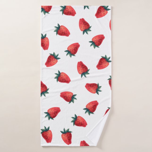 Watercolor seamless pattern with strawberries bath towel (Bath Towel)