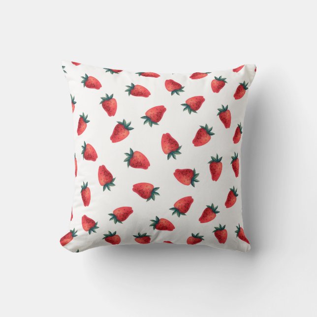 Watercolor seamless pattern with strawberries cushion (Front)