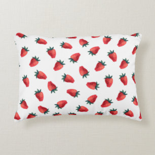 Watercolor seamless pattern with strawberries decorative cushion