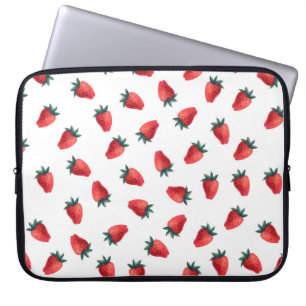 Watercolor seamless pattern with strawberries laptop sleeve