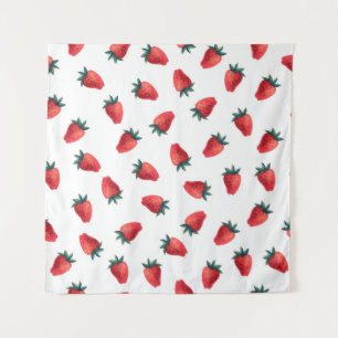 Watercolor seamless pattern with strawberries tapestry