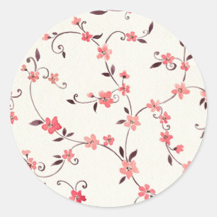 Watercolor seamless pattern with styled spring classic round sticker