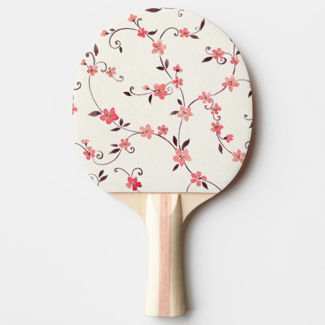 Watercolor seamless pattern with styled spring ping pong paddle (Front)