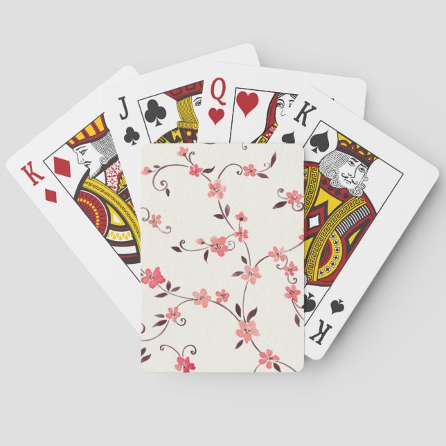 Watercolor seamless pattern with styled spring playing cards (Back)