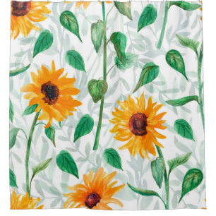 Watercolor seamless pattern with sunflowers shower curtain