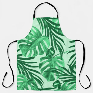 Watercolor seamless pattern with tropical leaves a apron
