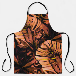 Watercolor seamless pattern with tropical leaves: apron