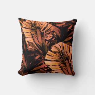 Watercolor seamless pattern with tropical leaves:  cushion