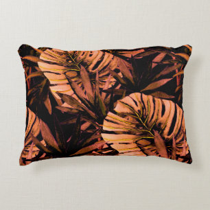 Watercolor seamless pattern with tropical leaves: decorative cushion