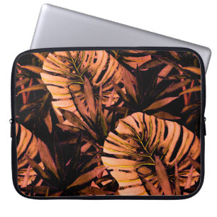 Watercolor seamless pattern with tropical leaves: laptop sleeve