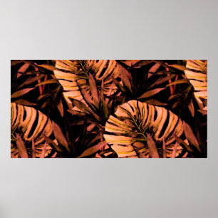 Watercolor seamless pattern with tropical leaves:  poster