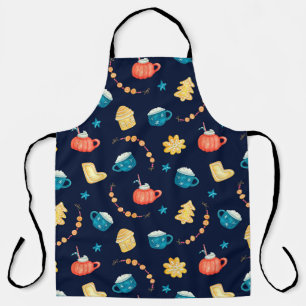Watercolor seamless pattern with Xmas gingerbreads Apron