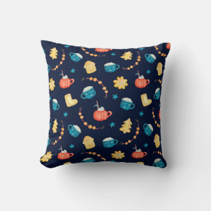 Watercolor seamless pattern with Xmas gingerbreads Cushion