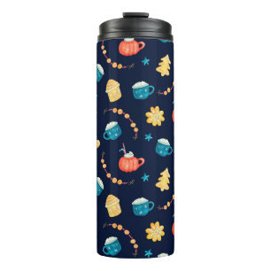 Watercolor seamless pattern with Xmas gingerbreads Thermal Tumbler