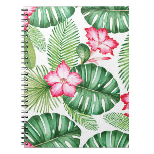 Watercolor seamless tropical pattern notebook