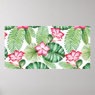 Watercolor seamless tropical pattern poster