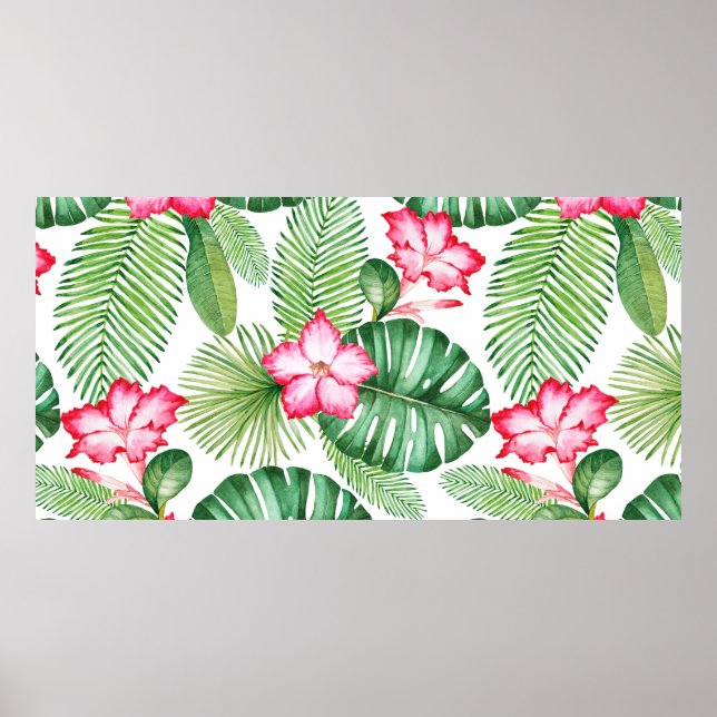 Watercolor seamless tropical pattern poster (Front)