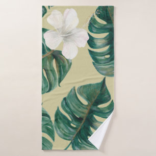 Watercolor seamless tropical pattern with exotic p bath towel