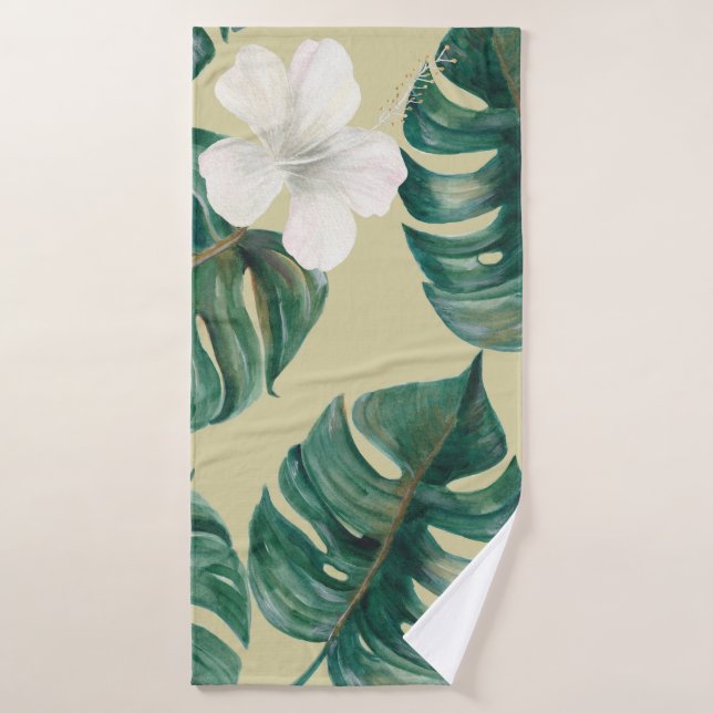 Watercolor seamless tropical pattern with exotic p bath towel (Bath Towel)