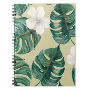 Watercolor seamless tropical pattern with exotic p notebook