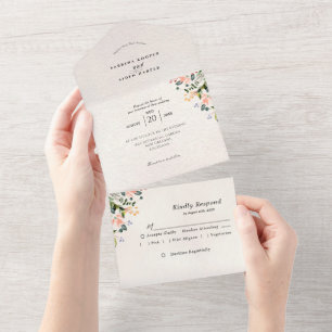Watercolor Seamless Wild Flower Wedding All In One Invitation