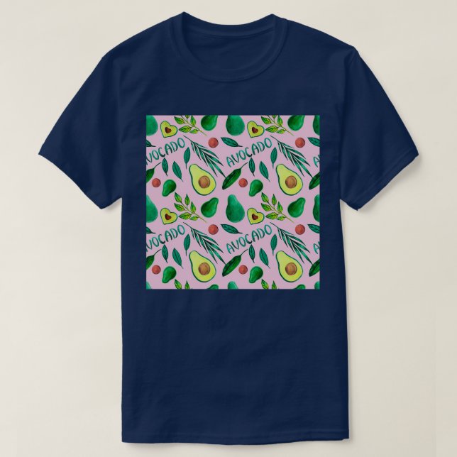 Watercolor seamless with avocado and leaves T-Shirt (Design Front)