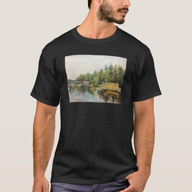 Watercolor Seaplane Adirondacks Lake Forest "Fathe T-Shirt (Front)