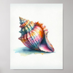 Watercolor Seashell Art Poster