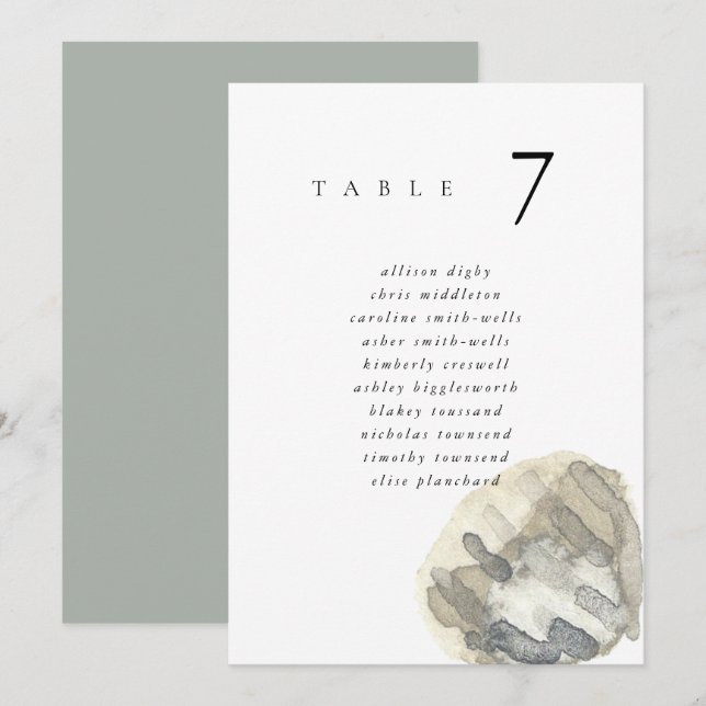 Watercolor Seashell Beach 5x7" Wedding Seat Chart (Front/Back)