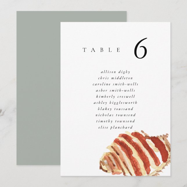 Watercolor Seashell Beach 5x7" Wedding Seat Chart (Front/Back)