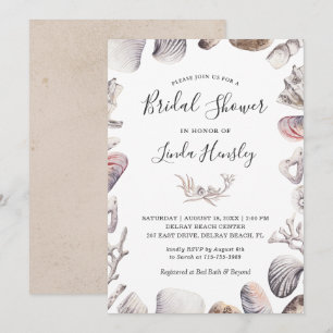 Watercolor Seashell Beach Bridal Shower Invitation