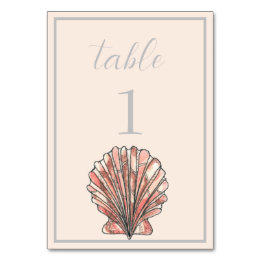 Watercolor Seashell Beach Wedding Table Number