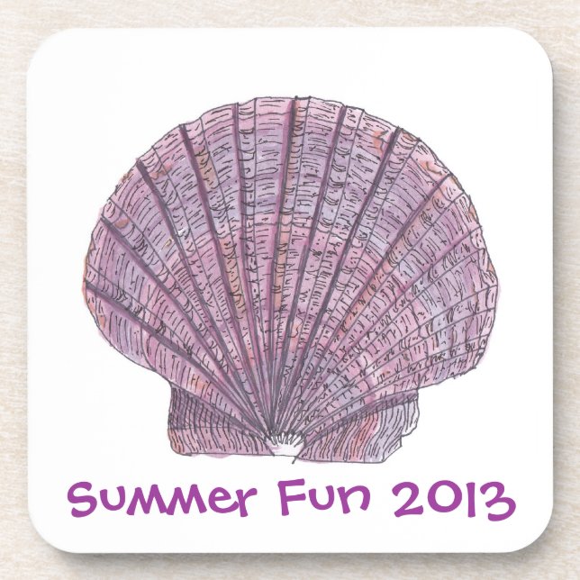 Watercolor Seashell Coaster Set (Front)