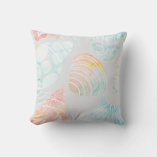 Watercolor Seashell Cushion (Front)