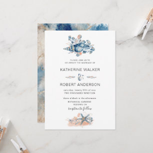 Watercolor Seashell Elegant Coastal Invitation