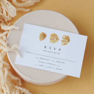 Watercolor Seashell Elegant Minimal Wedding RSVP Card