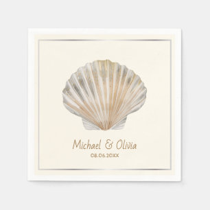 Watercolor Seashell Nautical Beach Wedding Custom Napkin