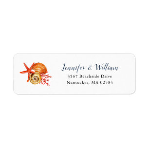 Watercolor seashell return address label