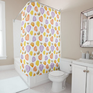 Watercolor Seashells Colourful Shower Curtain
