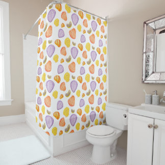 Watercolor Seashells Colourful Shower Curtain