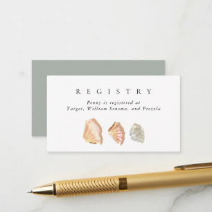 Watercolor Seashells Elegant Bridal Registry Enclosure Card