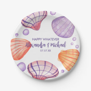 Watercolor Seashells Paper Plate