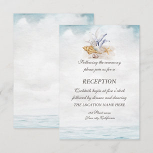 Watercolor Seashells,Sea Reception Invitation