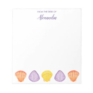 Watercolor Seashells with Name Notepad