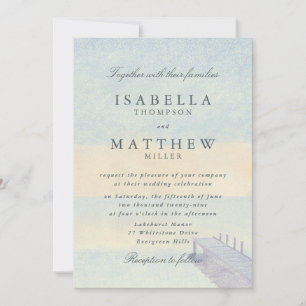 Watercolor Seaside Pier Wedding Invitation