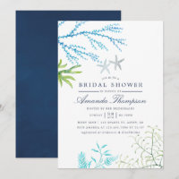 Watercolor Seaweed Beach Themed Bridal Shower